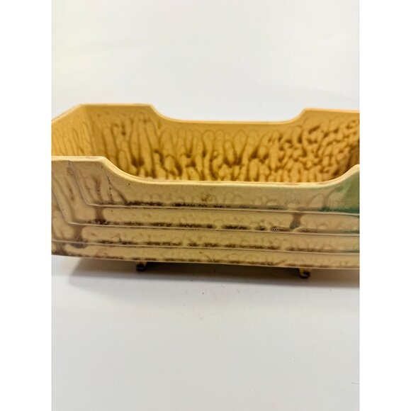 Footed Ikebana Dish Planter Japanese Drip Glaze Mid Century MCM Atomic Retro - Picture 5 of 16